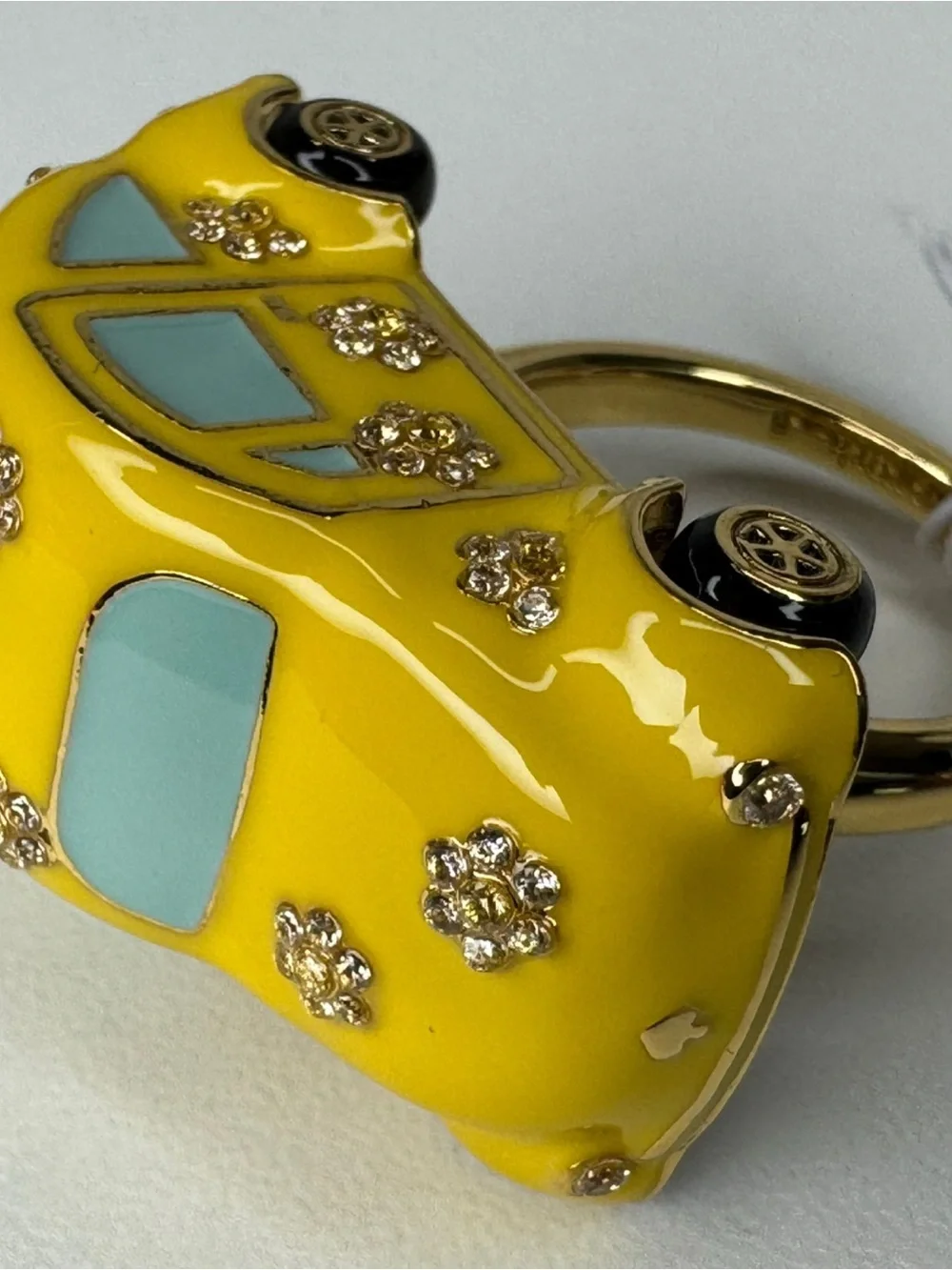 Kate Spade Off We Go Beetle Bug Yellow Car Ring Size 8 NWT